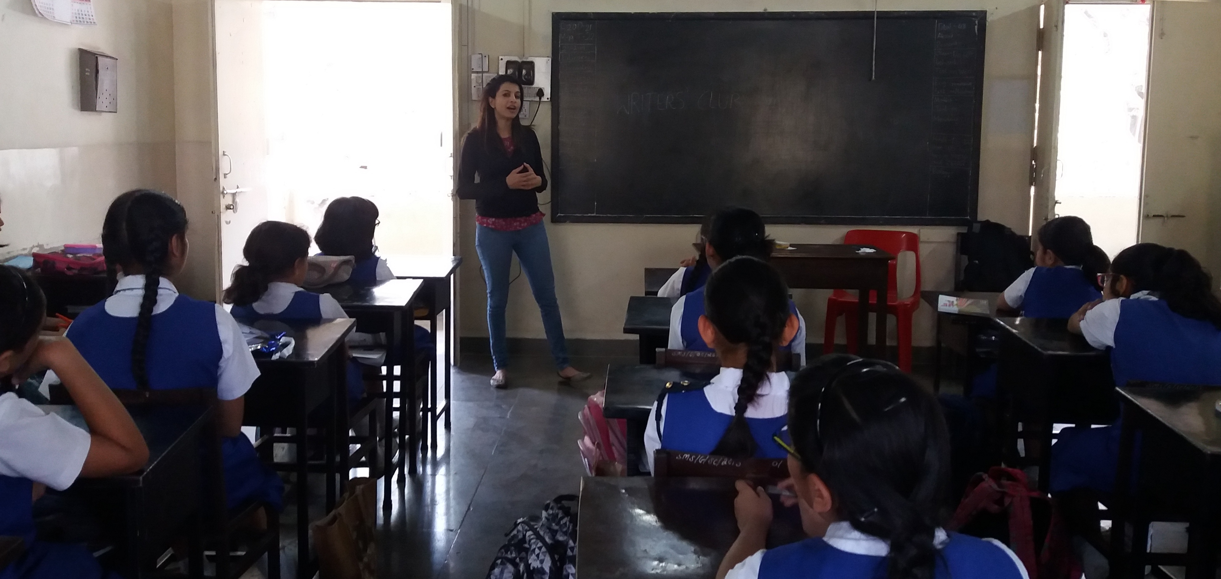 Dr Sreeja Nag addressing the girls at the St. Mary's School Writers' Club