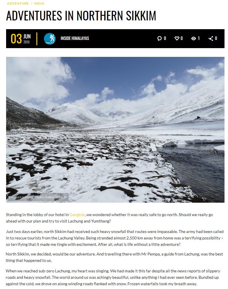 Adventures in Northern Sikkim screenshot - click to read the article