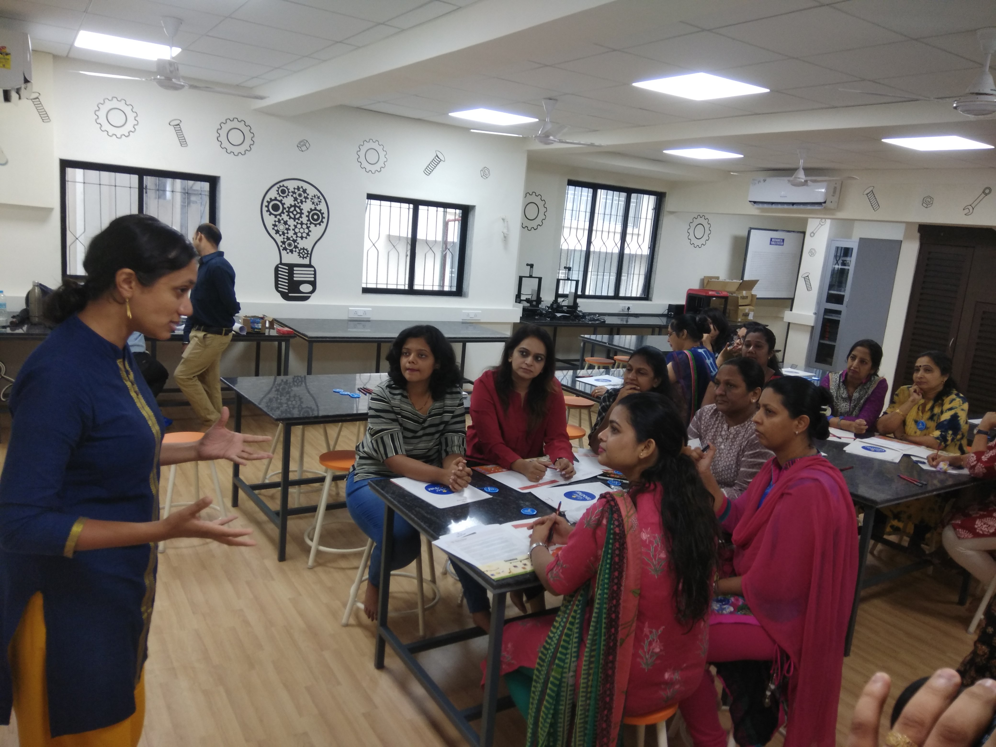 Varsha Seshan with teachers at St. John's Universal School, Goregaon