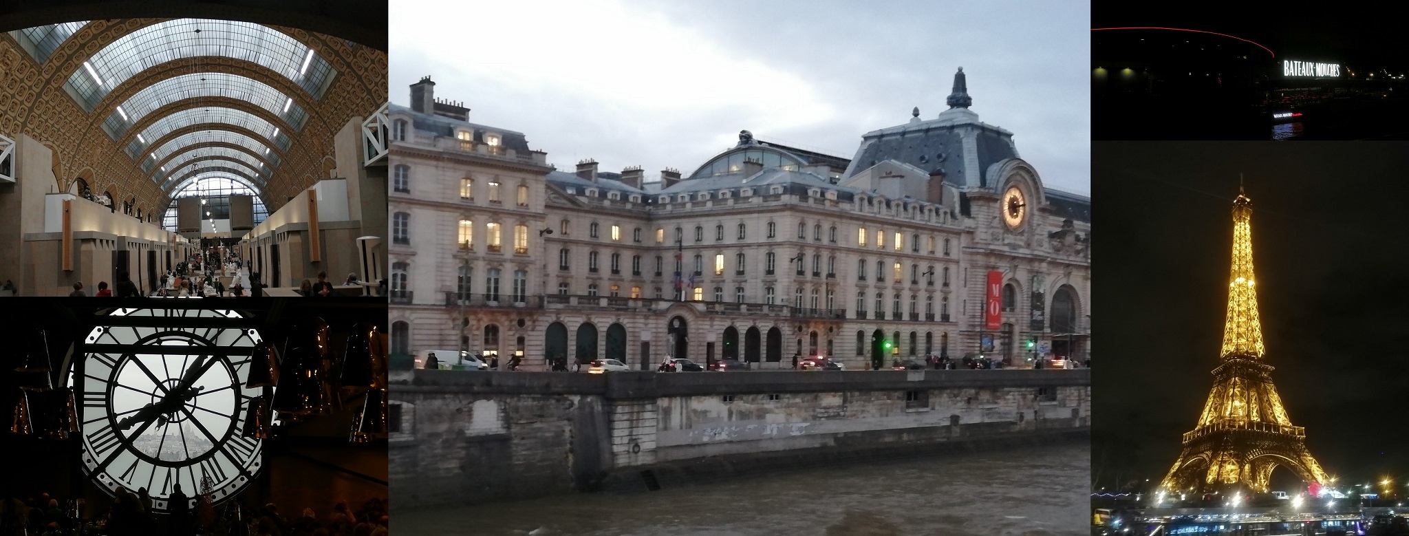 Collage of five images of Paris