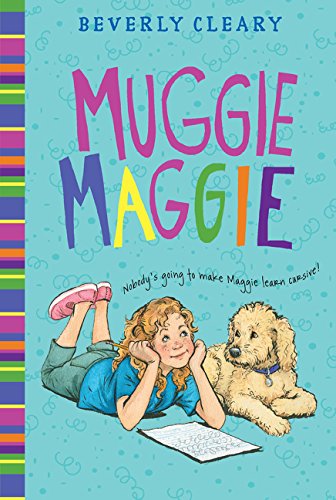 Book Cover
Text:
Beverly Cleary
Muggie Maggie
Nobody's going to make Maggie learn cursive!
Image: Illustration of a girl and a dog on the floor, a sheet of paper in front of the girl