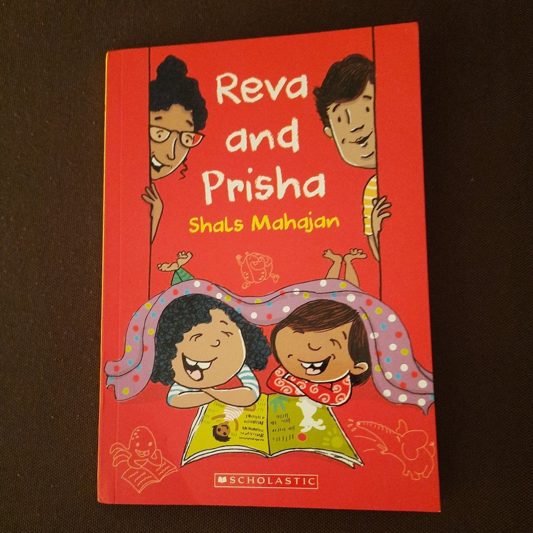Book cover
Reva and Prisha
Shals Mahajan
Image: Illustration of two women peering into a doorway at two girls giggling under a blanket.