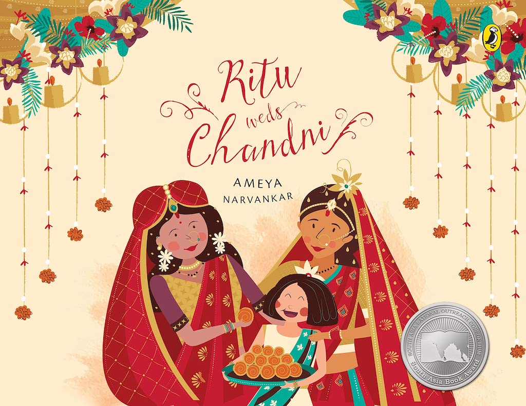 Book cover
Ritu Weds Chandni
Ameya Narvankar
Illustration of two brides in red saris, a happy girl in between