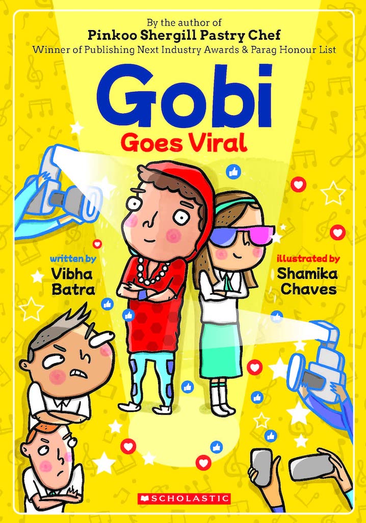 Book Cover
Gobi Goes Viral
written by Vibha Batra
illustrated by Shamika Chaves
illustration of a boy and a girl with their arms folded across their chests, looking sassily at flashing cameras while two boys look on enviously