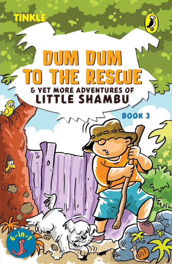 Book Cover
Dum Dum to the Rescue & Yet More Adventures of Little Shambu Book 3
Illustration of a boy with a hat and stick, and a dog with a bandage digging miserably in a yard